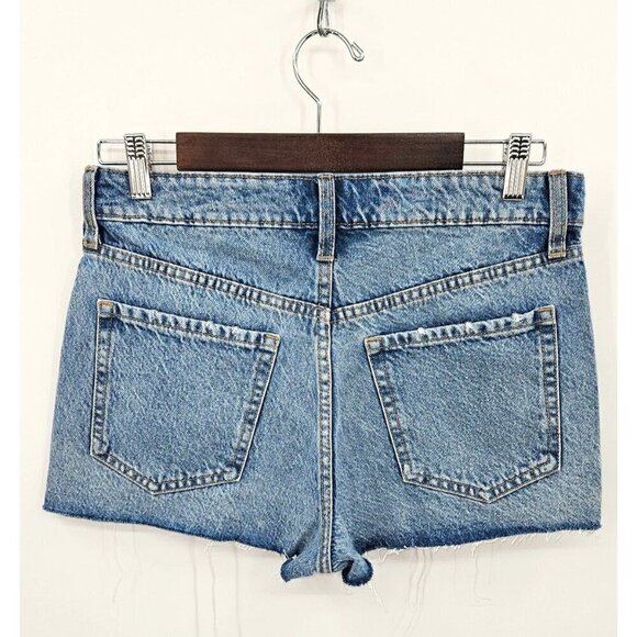 Old Navy High Rise OG Straight Womens Sz 4 Fray Shorty Short Distressed Blue NEW - Picture 2 of 12